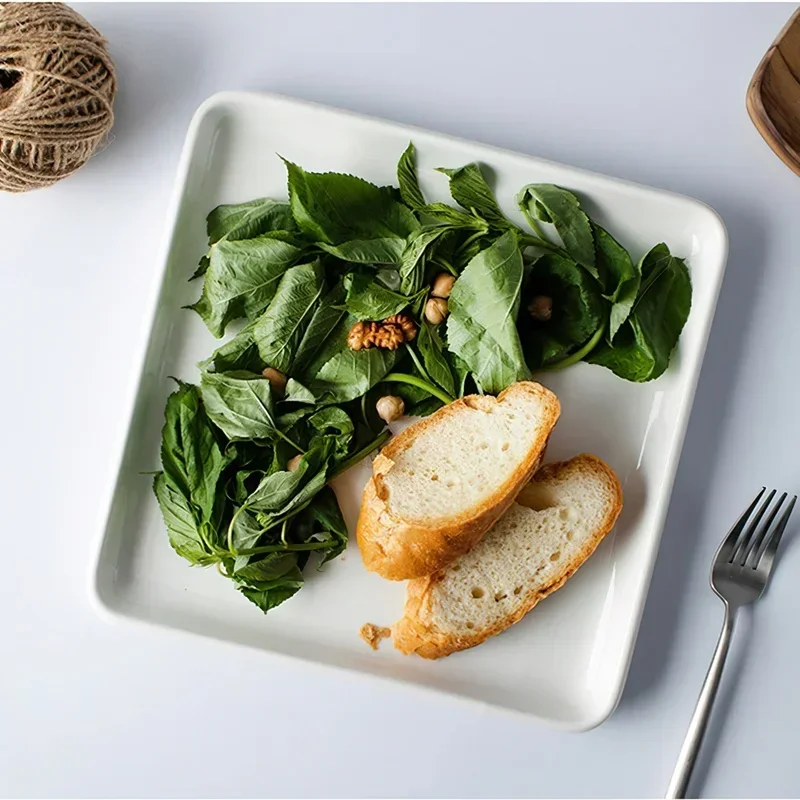 Ceramic Plate White Square Round Western Food Plate Dinner Plate Tableware Multifunctional Storage Tray Home Kitchen Supplies 2