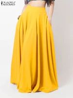 2024 ZANZEA Women Spring Sundress Fashion Maxi Skirts Elegant Long Party Vestidos Female High Waist Solid Robe Beach Faldas Saia - Image 3