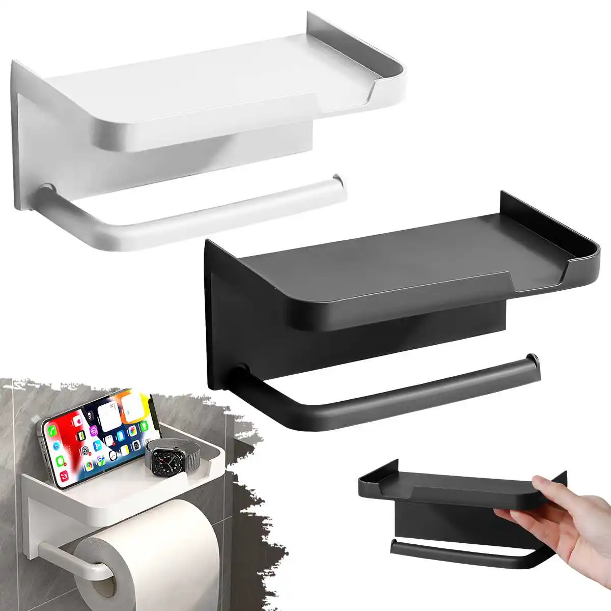 Toilet Paper Holder Tissue Rack Bathroom Wall Mounted Roll Paper Holder Kitchen Storage Rack for Bathroom Storage Shelf Bathroom