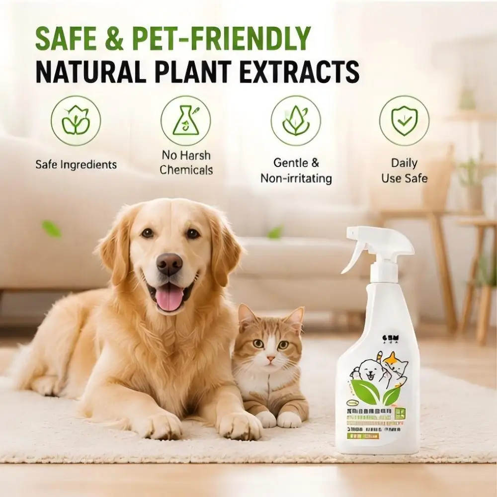 Spray Deodorante per Animali Domestici con Bioenzimi, Eliminatore di Odori di Urina, Liquido Disinfettante Antibatterico per Gatti e Cani, Prodotti per la Pulizia degli Animali Domestici da Interno - immagine 4