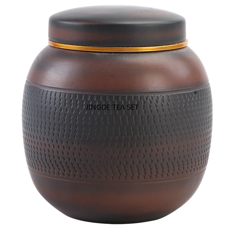 800ML Purple Ceramic Tea Can Handmade Small Ceramic Sealed Storage Can Tea Container Tea Box