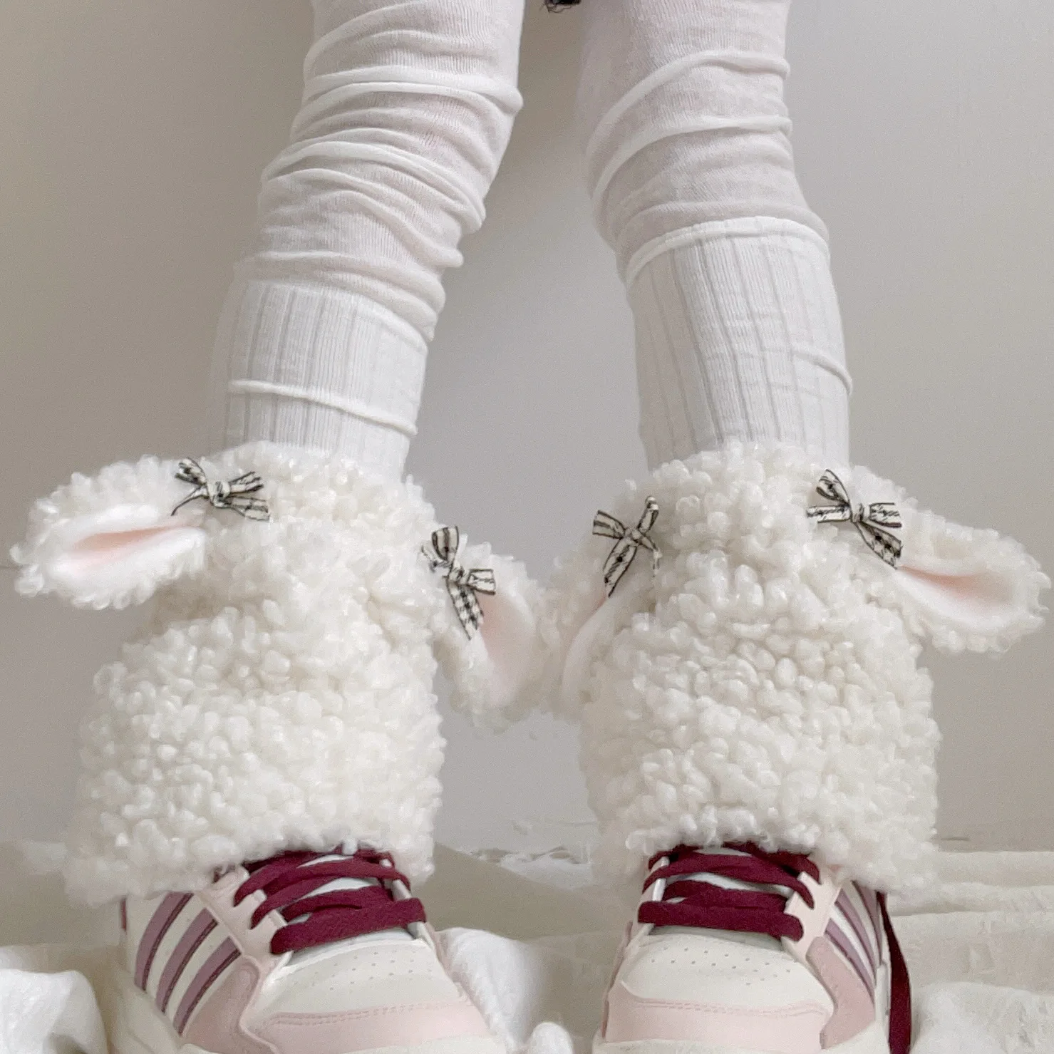 Cute Sheep Ears Hat Lamb's Wool Winter Ear Protection Hat Plush Boots Cover Socks Leg Warmers Performance Costume Bomber Hats winter hat fur hat wool hat