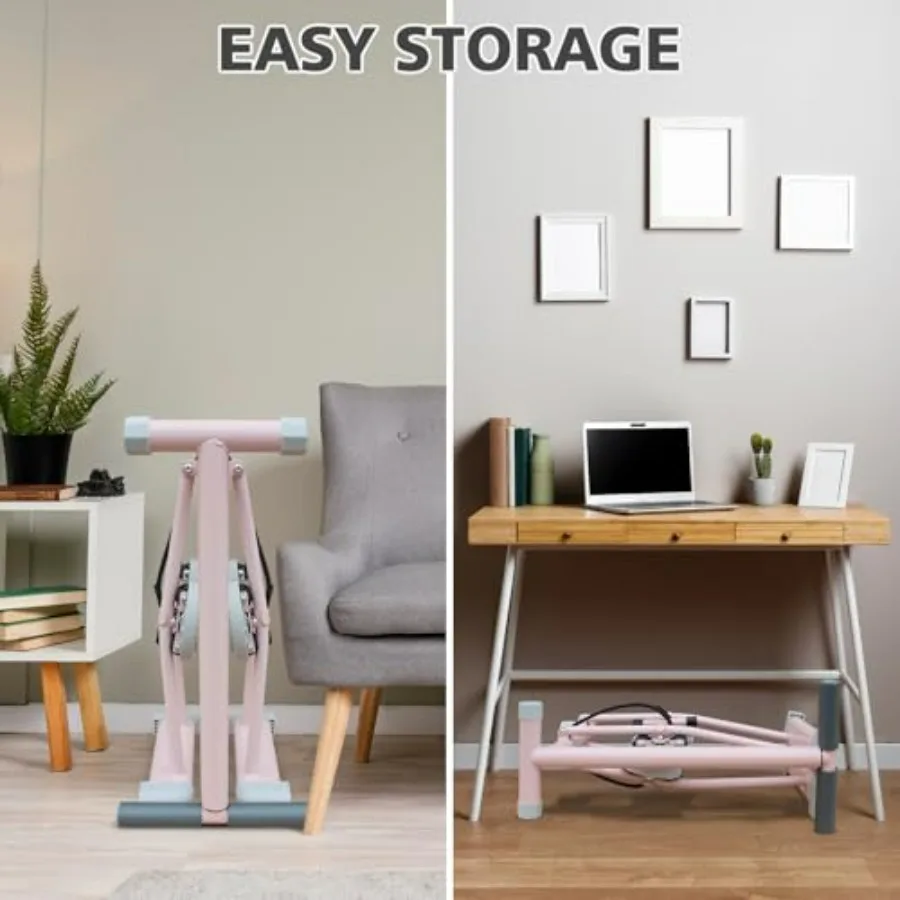 Foldable Ski Machine Simulated Ski Trainer with 4Level Adjustable Height NonSlip Pedals Dual Armrests Pelvic Floor Muscle Train