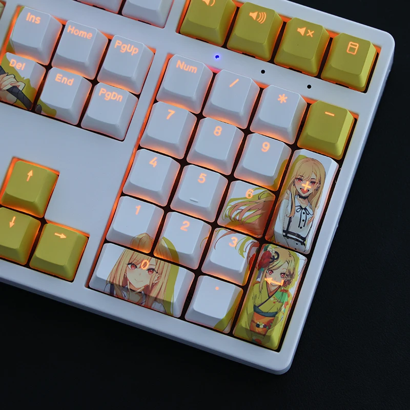 Chaves Conjunto Kitagawa Marin Anime Personalizado Pbt Tintura Sublimação Faça Você Mesmo Keycaps para Teclado Mecânico Translúcido para mx Switches 108 - Imagem 4