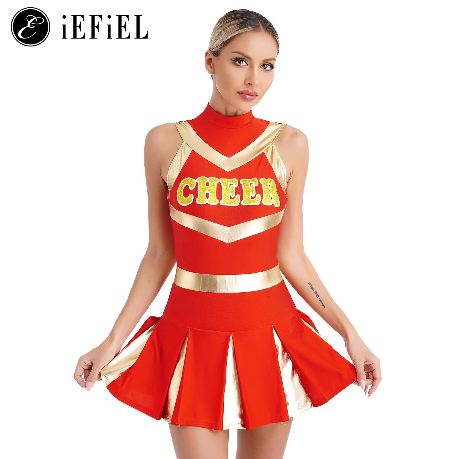 

Womens Musical Party Halloween Cheerleader Costume Fancy Dress School Performance Dance Sports Show Cheerleading Uniform