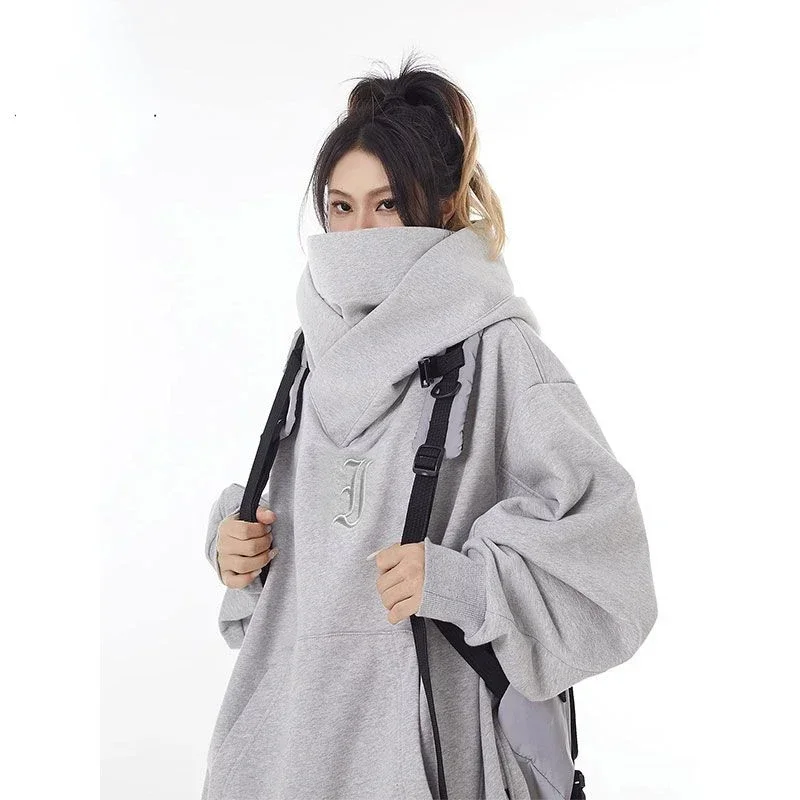 2024 New High Street Vide American Heavy Machinery I Hoodie Men's Fashion Brand Oversize Turtleneck Coat