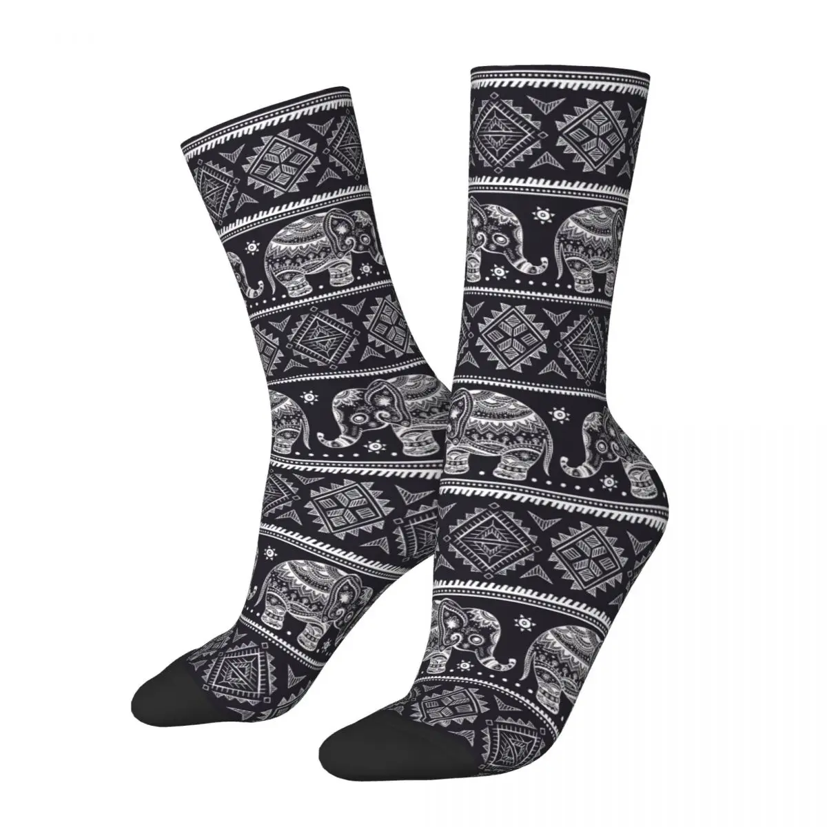 

Fashion Elephant Animal Retor Skateboard Socks Polyester Crew Socks for Unisex