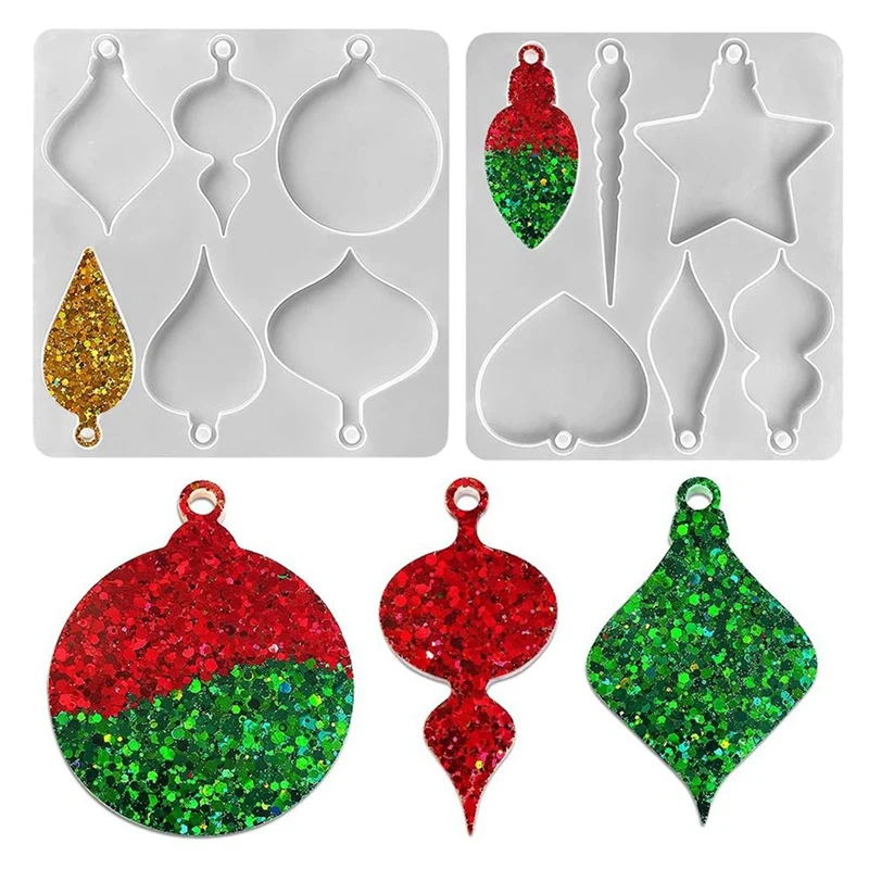 

Christmas Ornament Molds For Resin, Bauble Silicone Molds, Star Bulb Round Ornament Resin Mold Durable Easy To Use