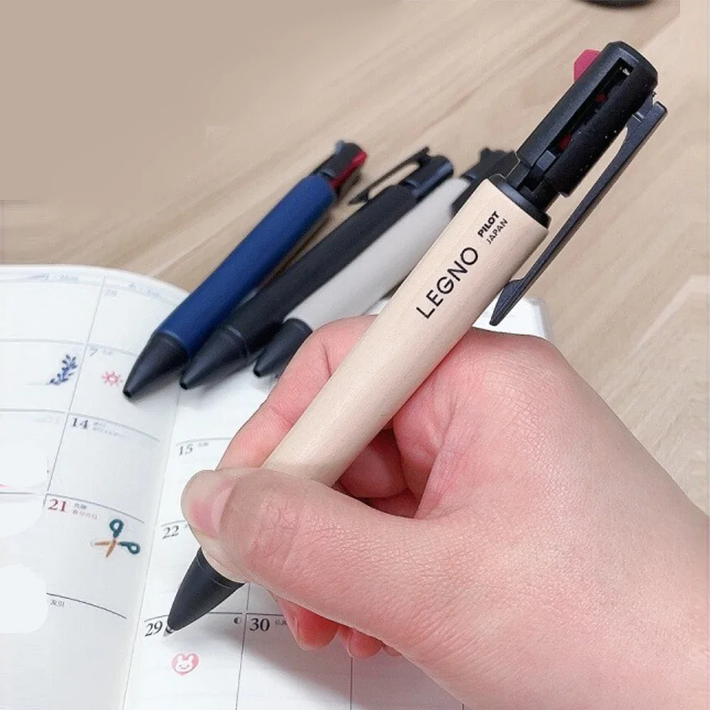 Multifunction Pen Wooden Rod Oil Ballpoint Pens Mechanical Pencil 1pcs Japan Pilot LEGNO 2+1 Black Red Core School Supplies multifunction pen