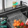 Waterfall Large Single Sink Waterfall Kitchen Wash Vegetable Washbasin Apartment CoffeeStainless Steel Household 4