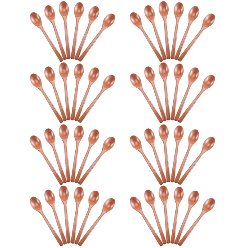 

Wooden Spoons, 48 Pieces Wood Soup Spoons For Eating Mixing Stirring, Long Handle Spoon Kitchen Utensil