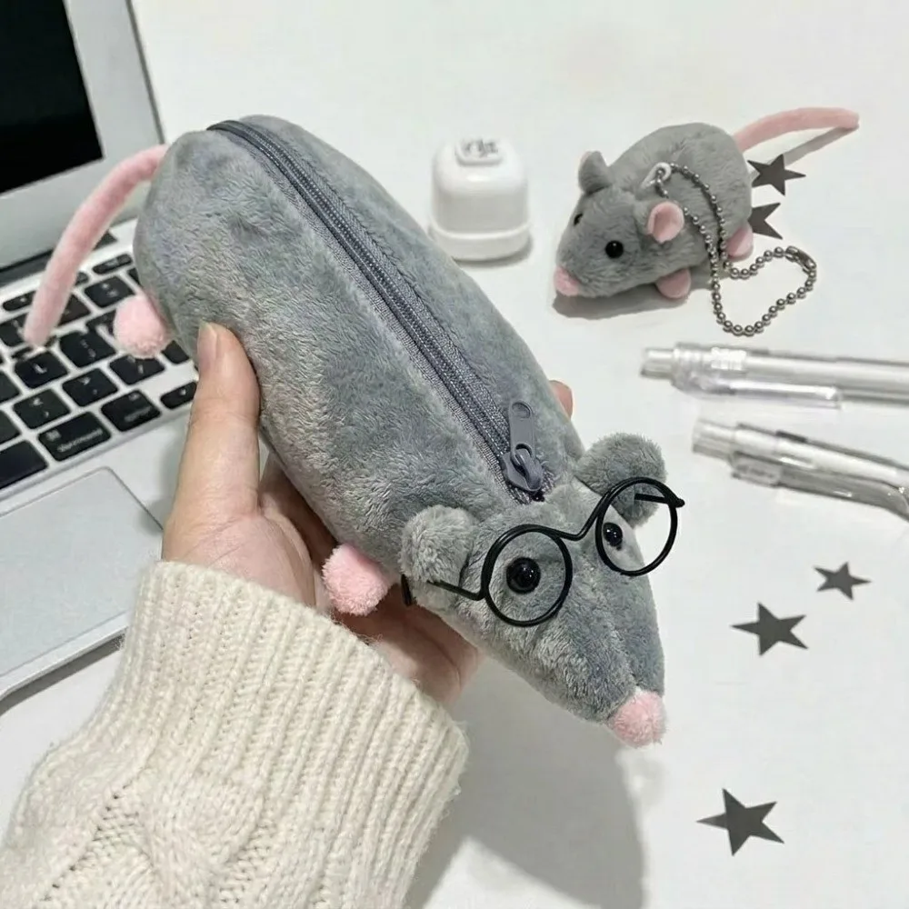 Astuccio Grande Capacità Morbido al Tatto con Chiusura a Cerniera, Design Floreale e Topolino, Portatile per Cancelleria - immagine 3