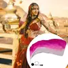 Belly Dance Veil Silk Colorful Silk Flag Ribbon Streamer Gradual Colors Elegant Silk Flag Ribbon With Poi Ball For Dance Flow 3