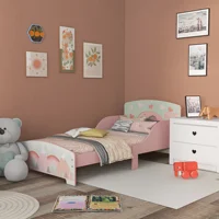 Lit pour enfants Zonekiz 143X77X60 cm Lit pour enfants de 3 à 6 ans avec barrières de protection et motifs Max. Charge 40 kg Rose 2