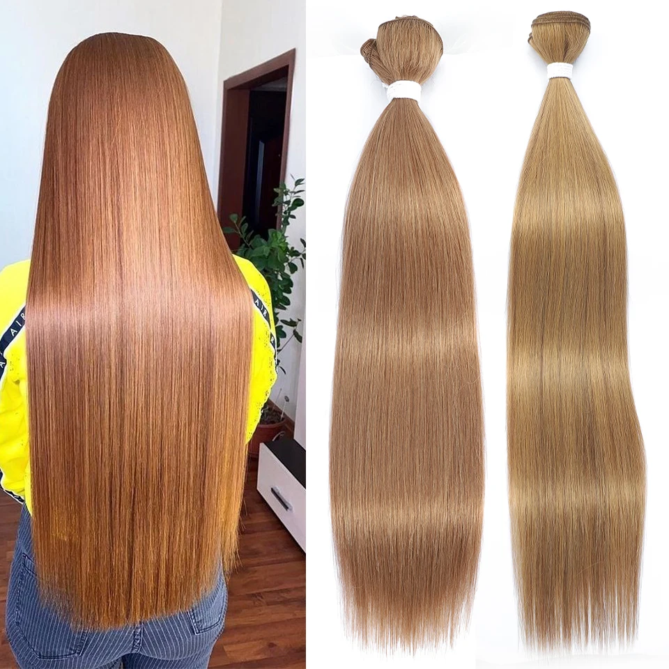 Smooth Straight Hair Bundles Salon Natural Hair Extensions Fake Fiber Synthetic Yaki Straight Weaving Full to End