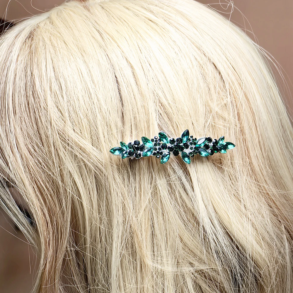 Sparkling Wedding Emerald Green Hair Clip For Bride