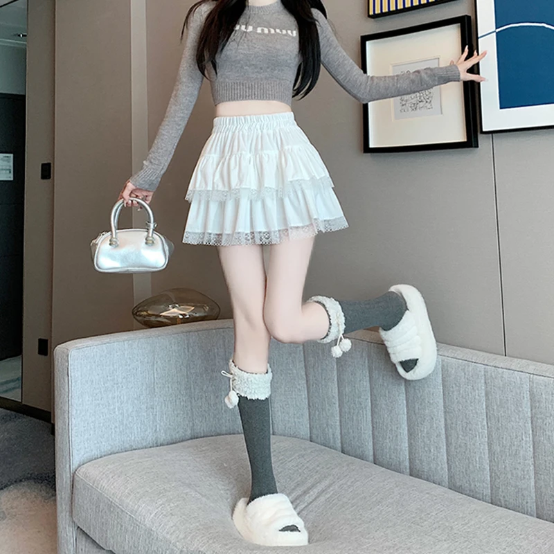 y2k Mini Skirt Women Coquette Clothes Lolita Fairycore High Elastic Tiered Ruffle Skirts Goth Lolita Skirts Streetwear
