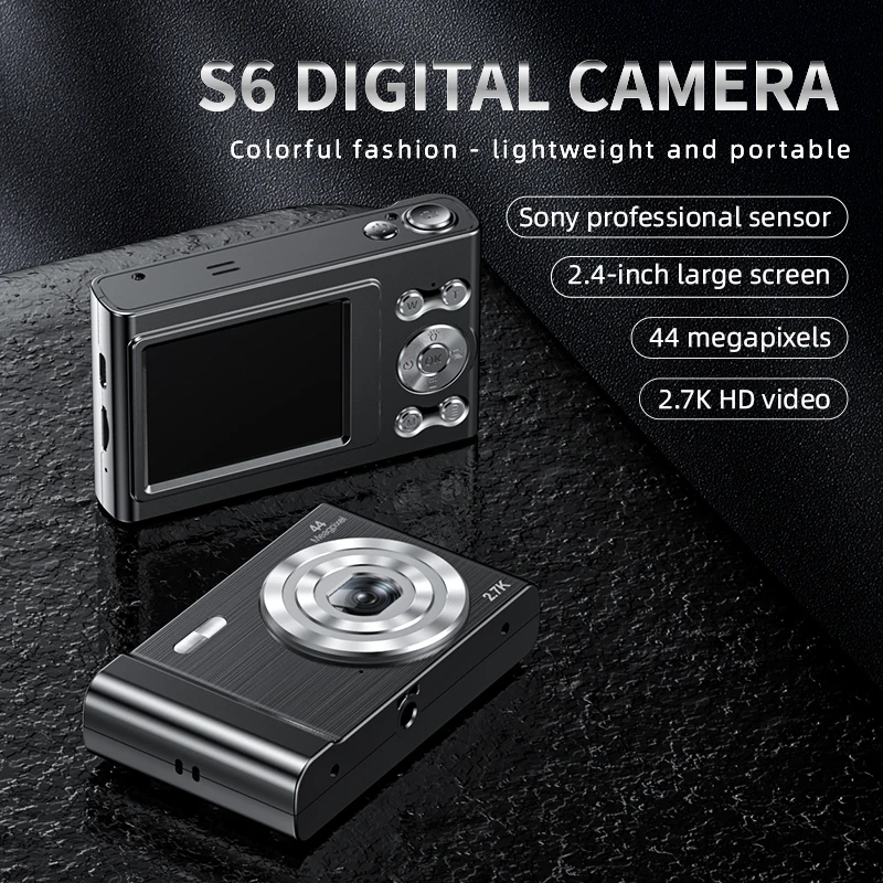 

Portable Digital Camera 2.4 Inch IPS Screen 16X Zoom Face Detection Camera 48MP for Kids Beginning Photographer with Carry Bag