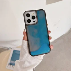 Luminous Dynamic Moving Sand Phone Case: Glow - in - the - Dark Liquid Glitter Quicksand Hard Cover - iPhone 15 Pro Max (Color A)