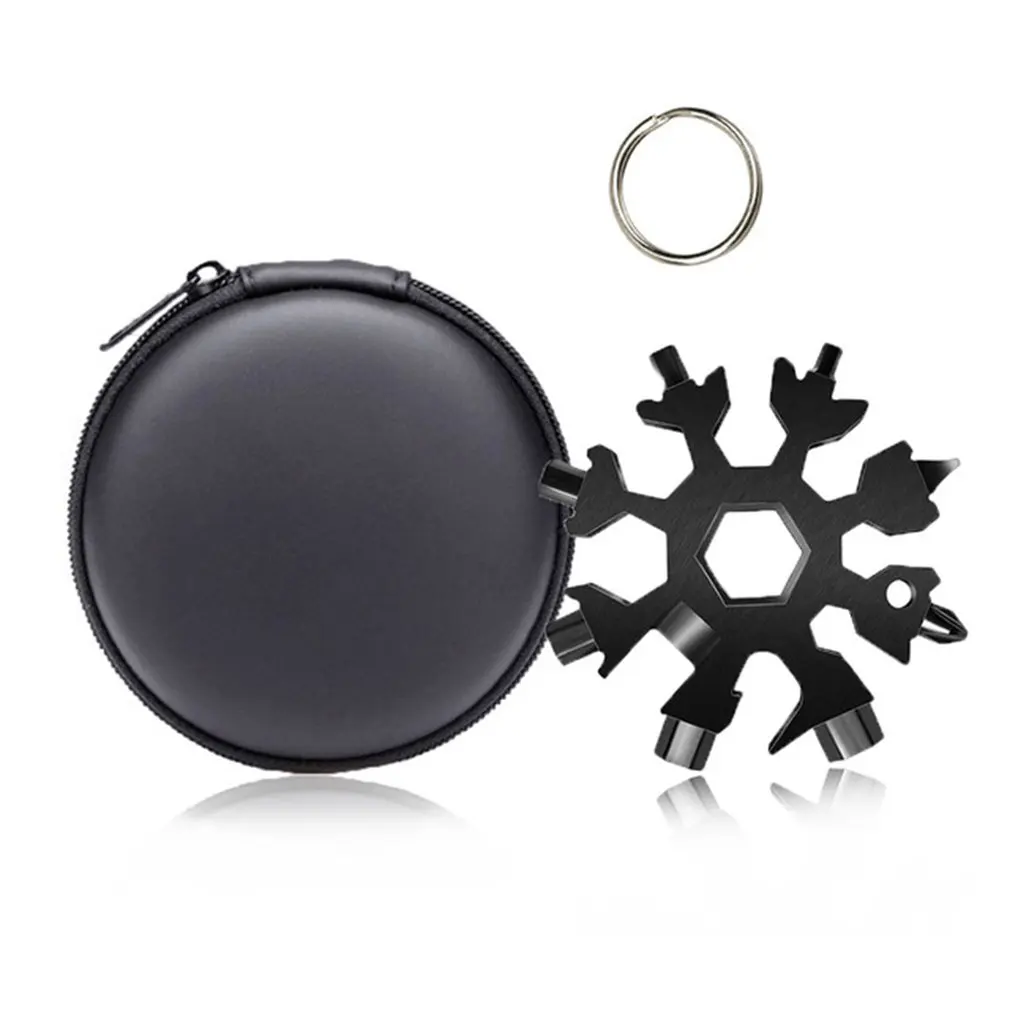 멀티 포켓 도구 18 in 1 눈송이 열쇠 고리, 스패너 육각 렌치, 다기능 렌치 도구, 보관함 포함 수공구  Best Top5