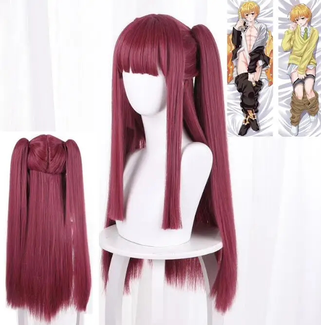 

Парик для косплея из искусственных волос аниме Марин Китагава, термостойкая наволочка для конского хвоста, винно-красного цвета, длиной 80 см