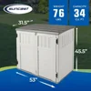 Horizontal 34 Cubic Feet Plastic Outdoor Storage Shed with Floor and 3 Door Locking System for Backyard, Garage, or Patio Use 3