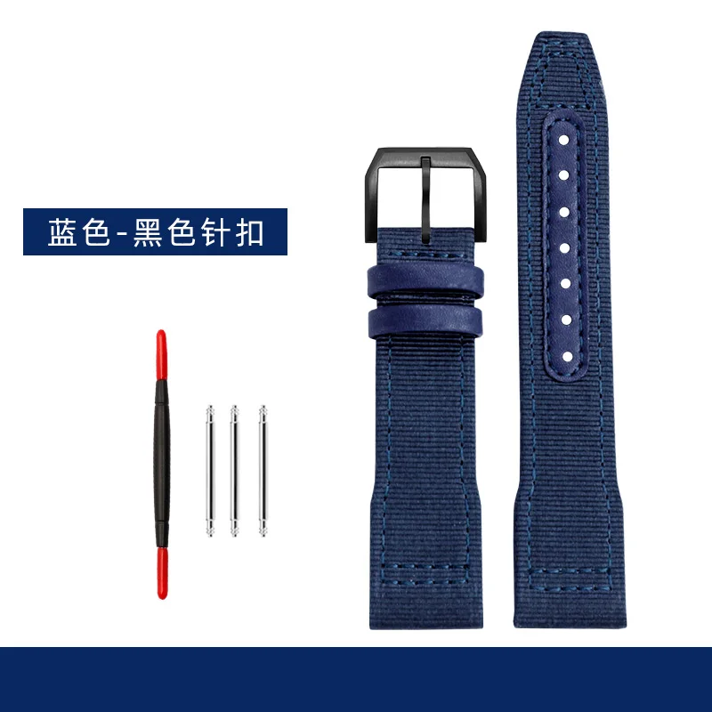 thumbnail image 1 of Pulsera azul y verde de alta calidad para reloj IWC de piel auténtica de nailon Big Pilot Little Prince Mark 18, correa de reloj de 20, 21 y 22 mm, 1 of 5