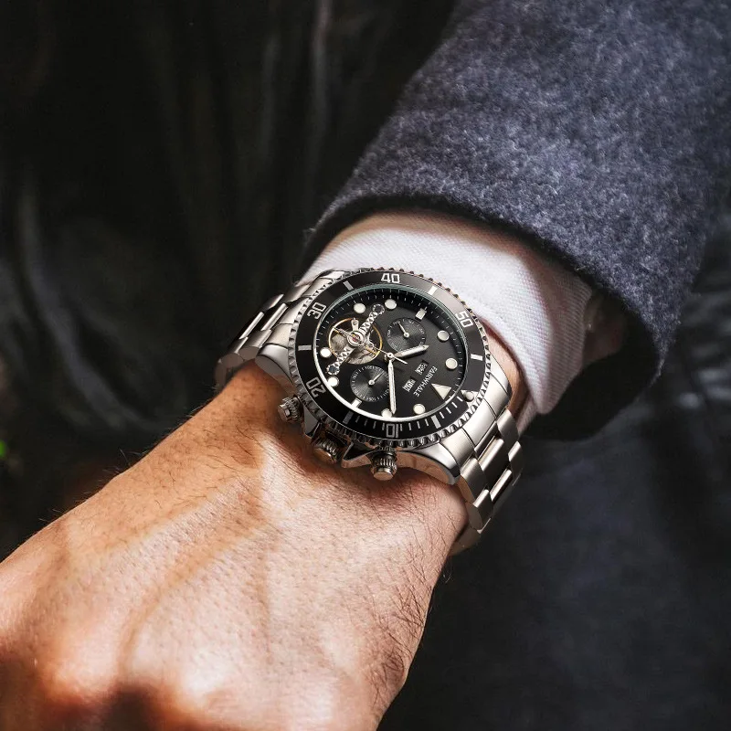 MARK FAIRWH Fashion Diving Series Water Ghost Fully Automatic Mechanical Watch Waterproof Night Light Watch for Men