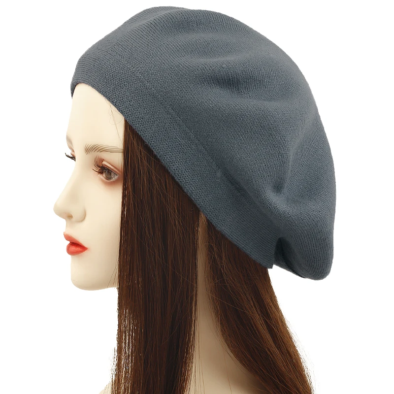 Hot Sale Geebro Women's Cashmere French Hat Causal Plain Knit Wool Soft Berets for Ladies Knitted Artist Beret Cap Hats_voghion.com