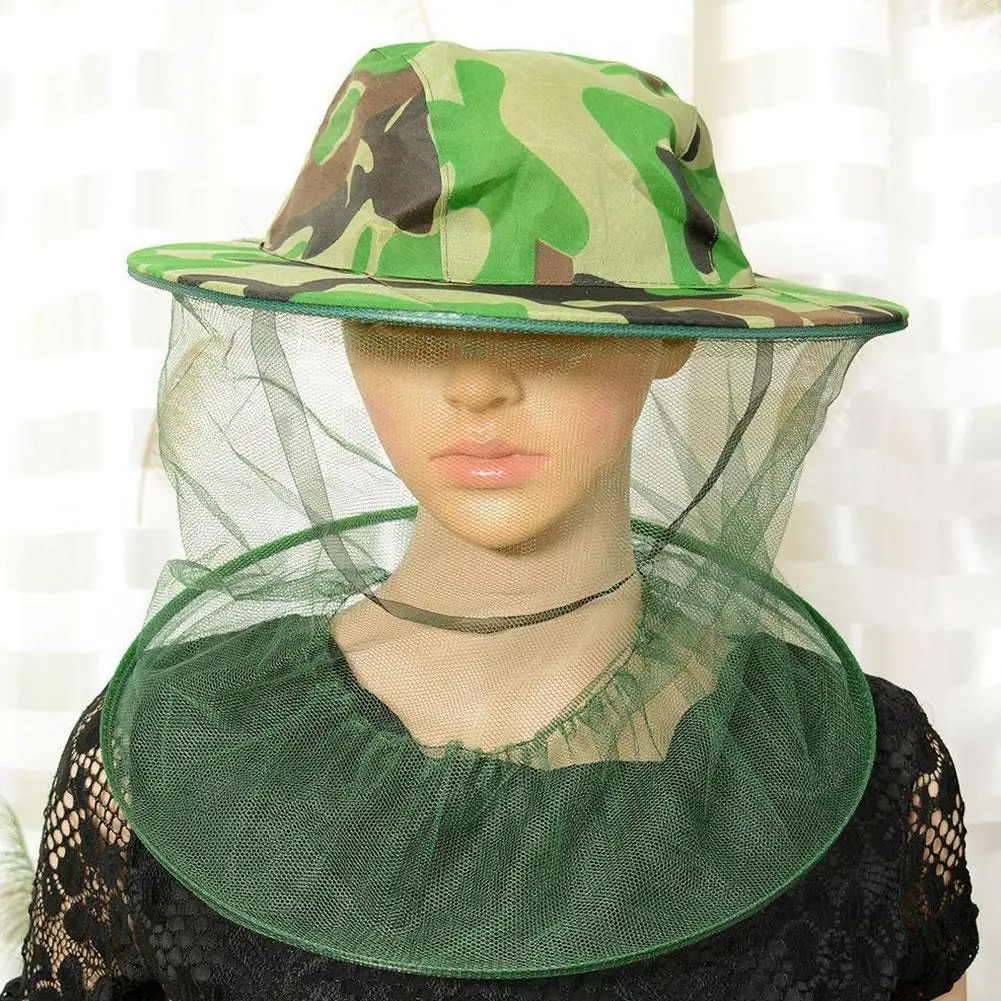 Bee Keeping Protective Bee Hat Anti bee Layer Head Camouflage Hat-Veil Combo Bug Mesh Mask