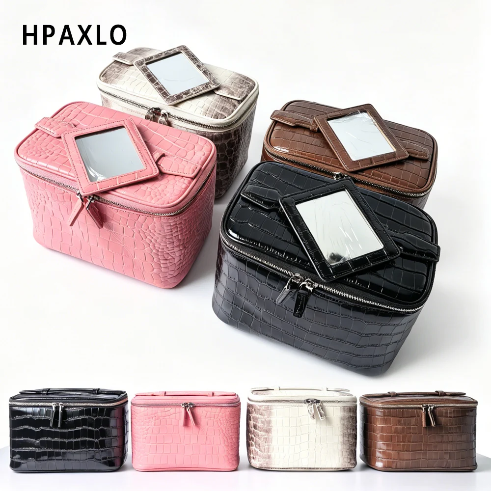 Trending Crocodile Embossed Himalaya Leather Toiletry Bag Large Capacity Travel Cosmetic Pouch Monogram Initial Customization 2