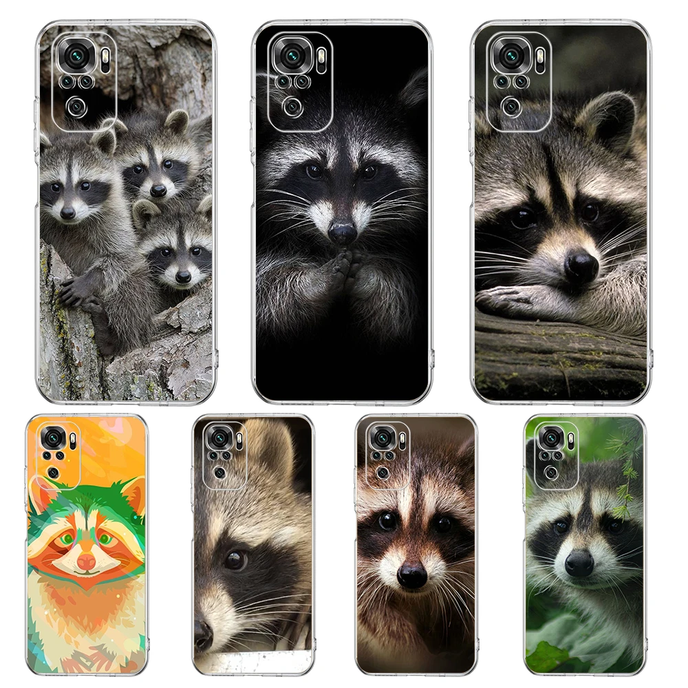 Adorable Raccoon Transparent Phone Case - Soft Cover Shell Capas
