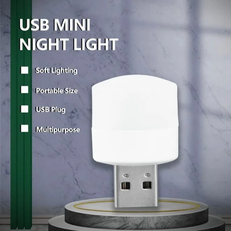 Mini USB Plug Lamp 5V LED Night Light Book Light 5pc