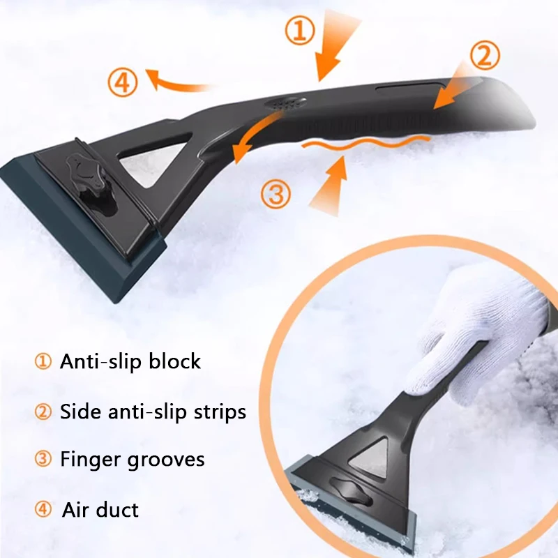 SEAMETAL Car Windshield Ice Scraper Adjustable Winter Snow Remover Scratch-Free Universal Handheld Auto Snow Shovel Ice Breaker