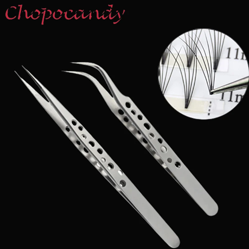 Makeup Professional Eyelash Extension Tweezers 2pcs Antistatic Curved