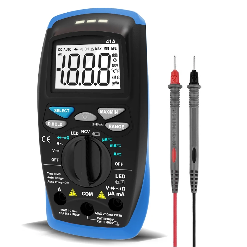 

BT--41A ClASSIC DIGITAL MULTIMETER Measure DC voltage and current,AC true RMS voltage and current,resistance,etc backlight usage