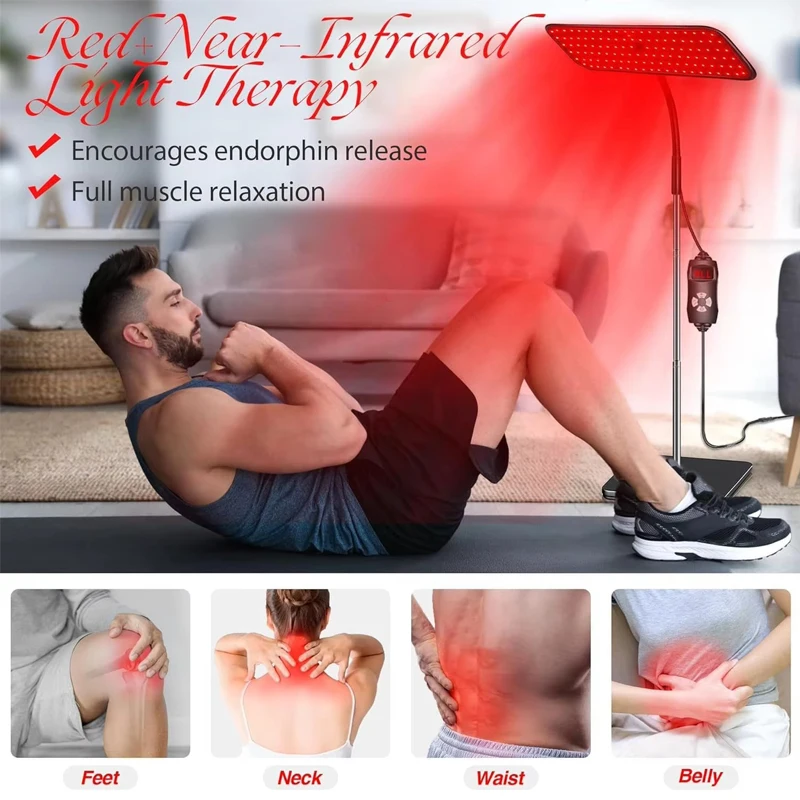 Square High-Power Far Infrared Physiotherapy Lamp Heat Therapy Lamp Intelligent Beauty Retractable Floor Red Light 660nm850nm