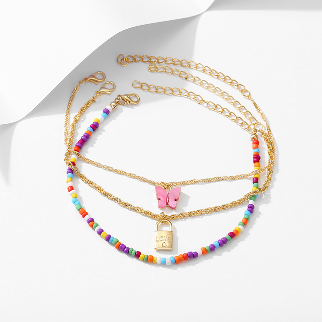 Fashion Accessories Butterfly Set with Diamond Claw Chain Creative Pearl Chain Foot Ensemble Female Gold Jewelry Gift