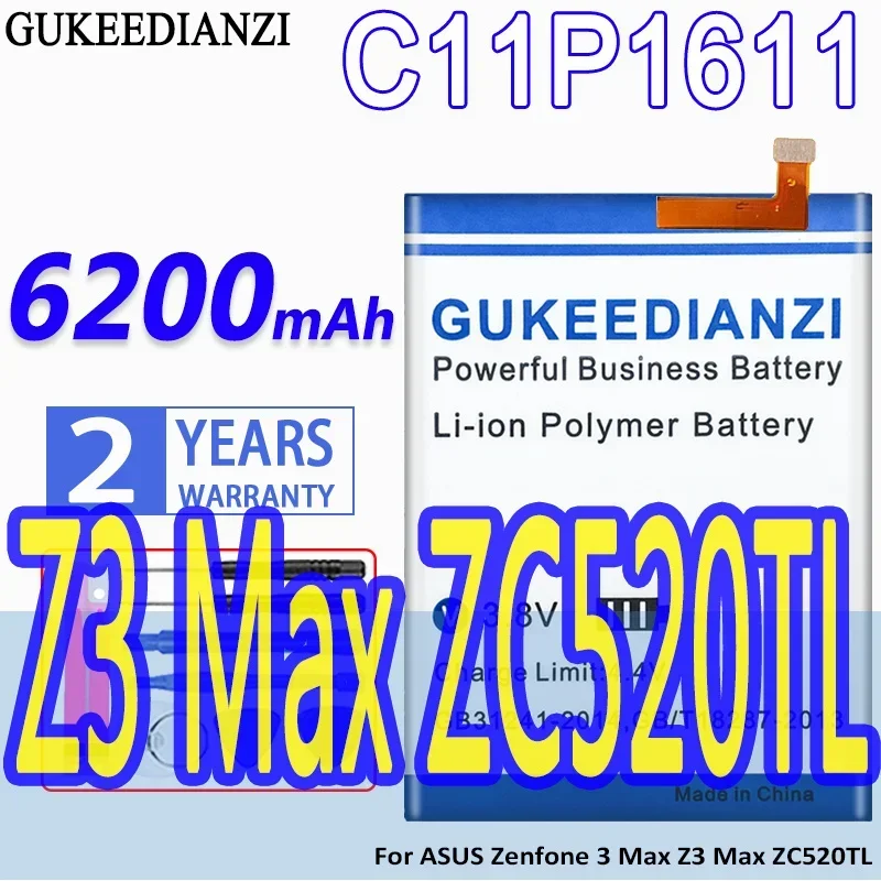 

High Capacity GUKEEDIANZI Battery C11P1611 6200mAh For ASUS Zenfone 3 Max Z3 ZC520TL