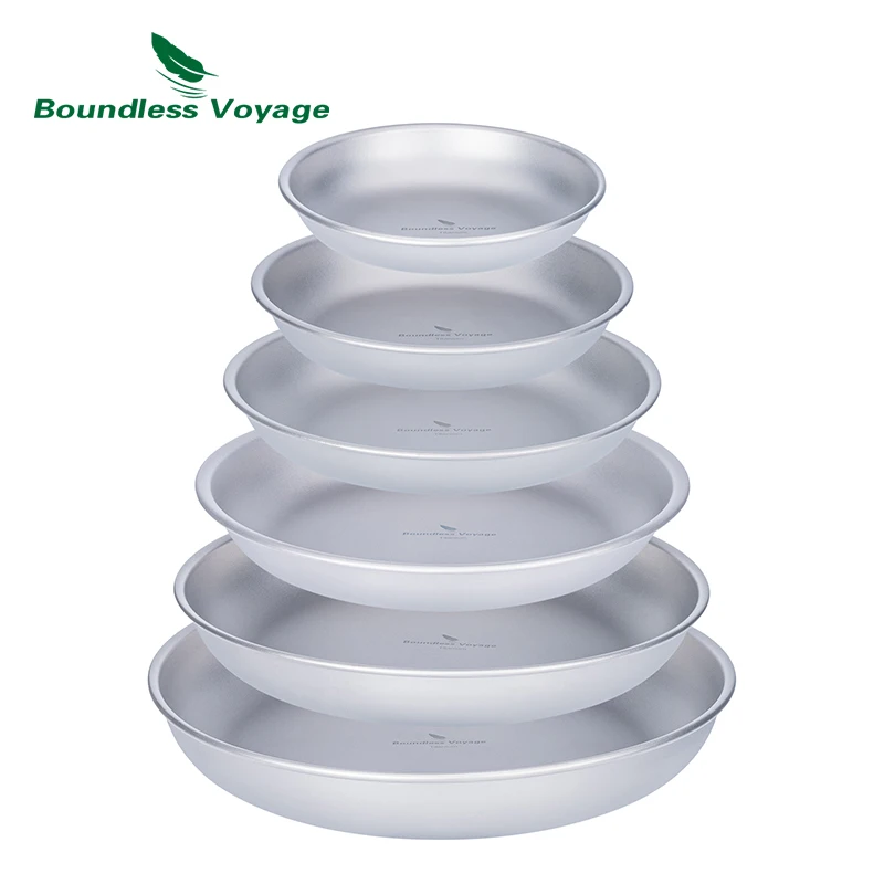 Boundless Voyage 6 Packed Titanium Plates Dishes Saucer Outdoor