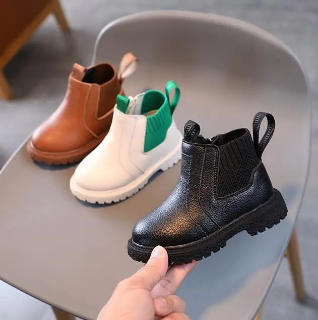 

Kids Shoes Boys Short Boots For Kids Girls Fashion English Style Ankle Boots Autumn Winter New Child Casual Leather Snow Boots