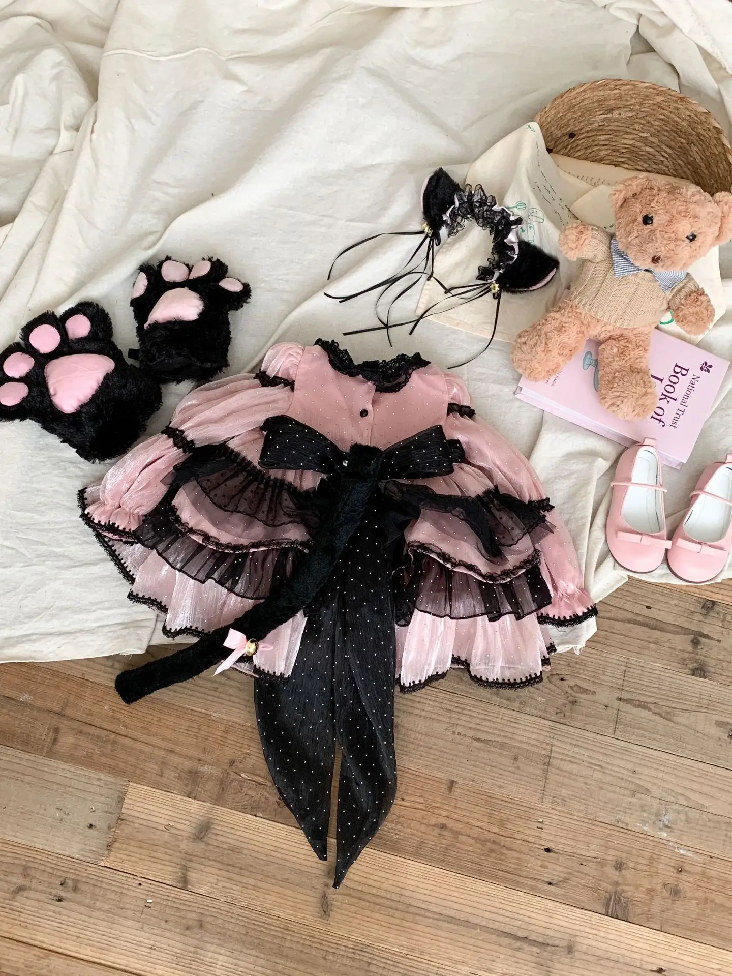 Kinder Spanische Kleider Kleinkind Mädchen Lolita Prinzessin Spitzenkleid Kinder Kawaii Katze Ballkleider Baby Luxus Geburtstagskleid – Detail 8