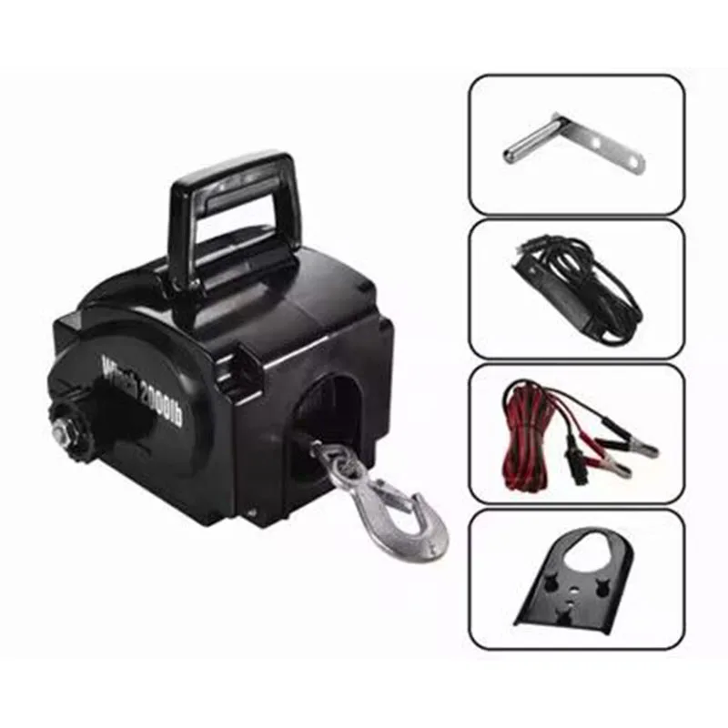 Surprise Price Winch 12V rubber boat Marine Electric Winch 2000lbs Portable Marine Yacht Electric Small Crane Tractor