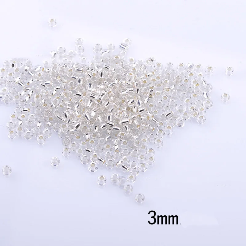 도매 2mm 3mm 4mm 원형 유리 실버 튜브 비즈, 의류 봉제, 수제 장식, 커튼, 귀걸이, 의류 공급, DIY용