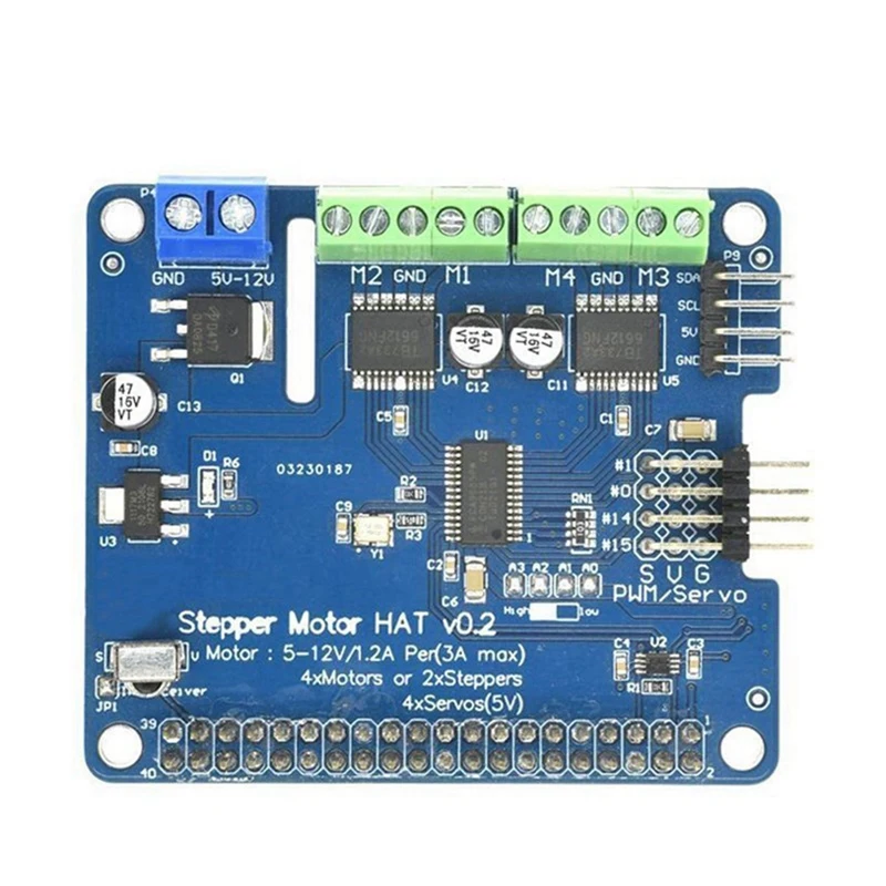 

Stepper Motor HAT V0.2+Robot Expansion Board Stepper/Motor/Servo For Raspberry Pi 3B/3B+ Replacement Parts