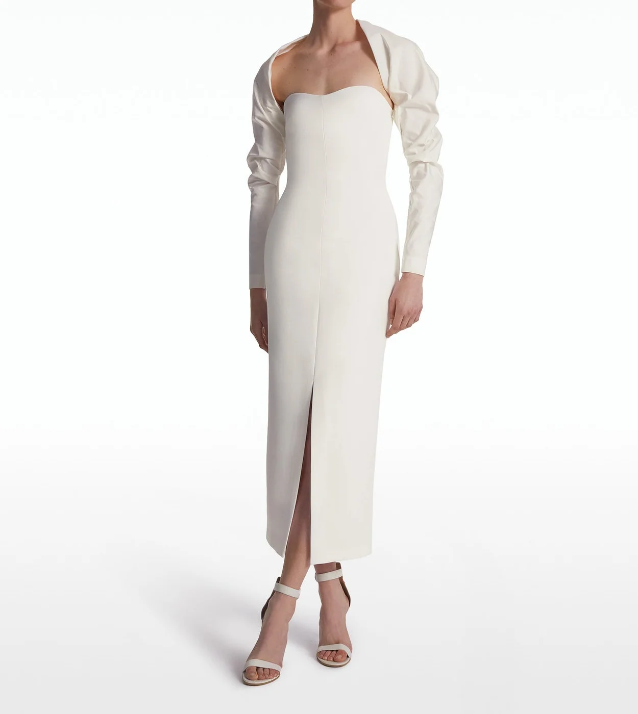 

Welove Ivory Sweetheart Prom Dress Pleated Sleeves Ankle Length Evening Gowns with Front Slit Robes De Bal VestidosNew 2024