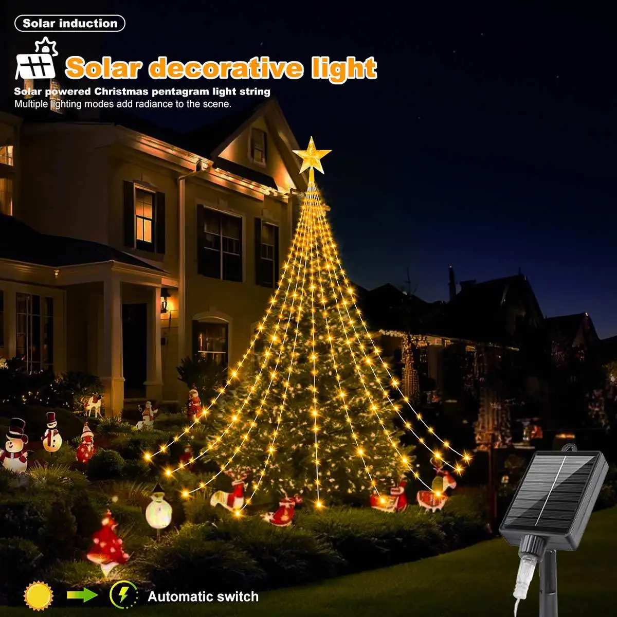 Christmas Solar Star String Lights – 2/3M LED Fairy Lights Outdoor Waterproof Garden & Holiday Decor 2