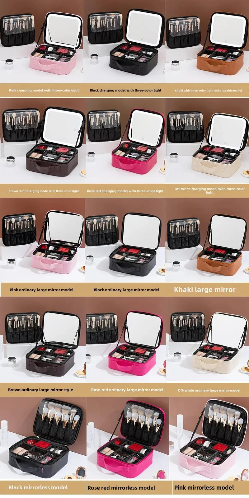 LED Lighted Travel Makeup Bag with Mirror – Portable Cosmetic Storage Case with USB Cha... - SKU TMO16582 - UGI Packaging