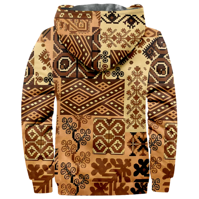 New National Totem Cotton Coat Hooded Sweater Casual Printed Men's Fur Loop Arctic Velvet Zipper Patch Pocket Hooded Sweater