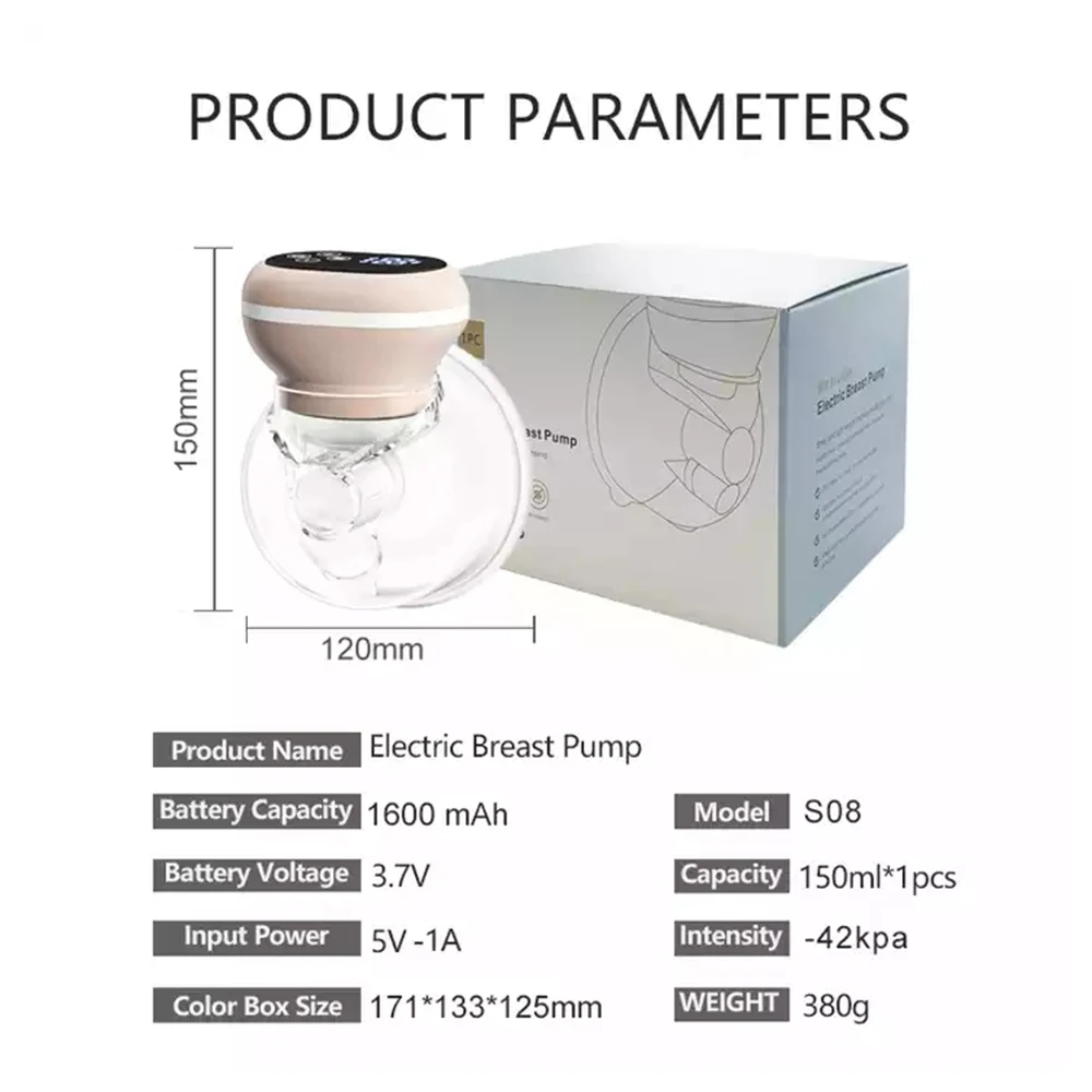 Electric Breast Pump Wearable Electric Breast Milk Pump Handsfree LED Display BPA Free Low Noise Breastfeeding Pump Portable Double Breast Milk Pumps